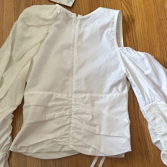 NWT Loewe White Ruched Sleeve Blouse - Picture 10 of 12